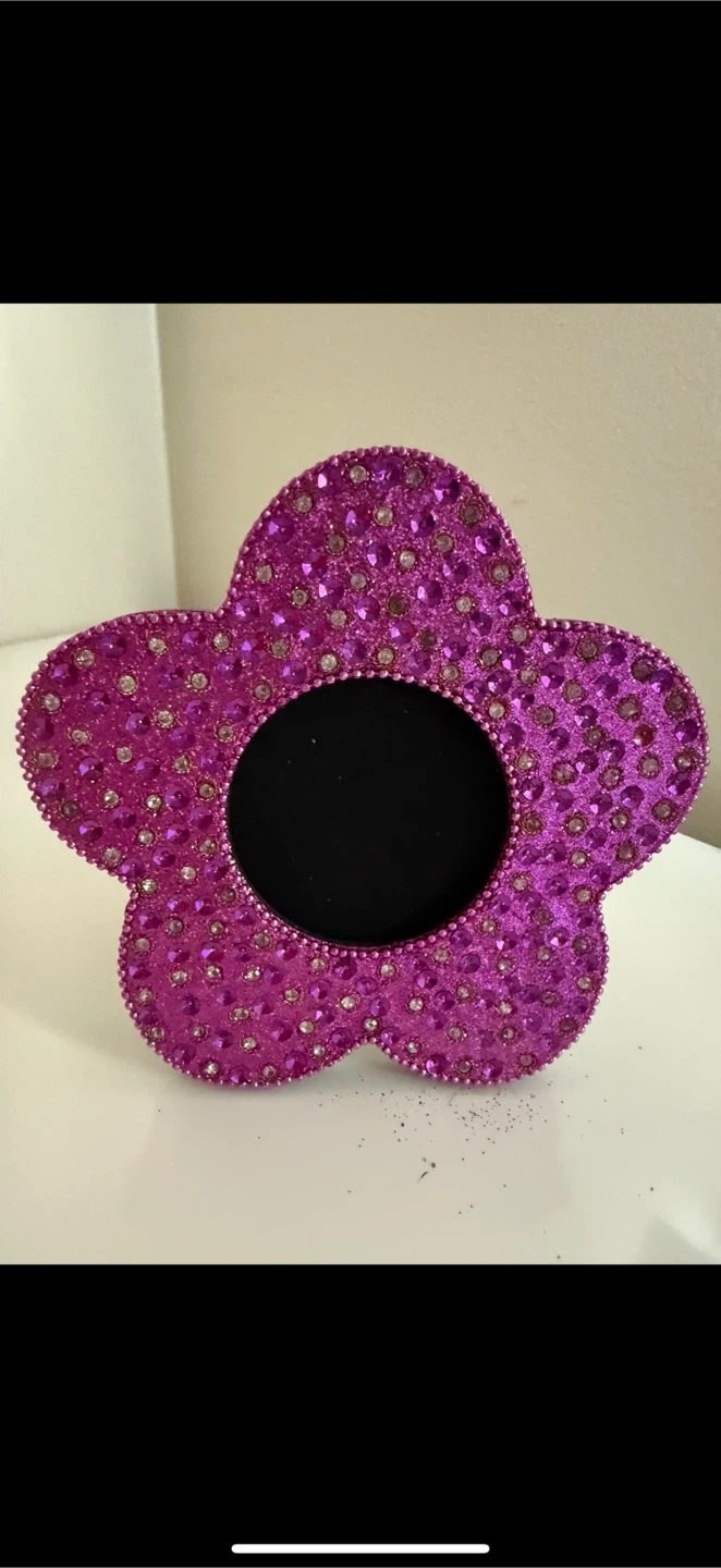 Sparkly Pink Flower Photo Frame