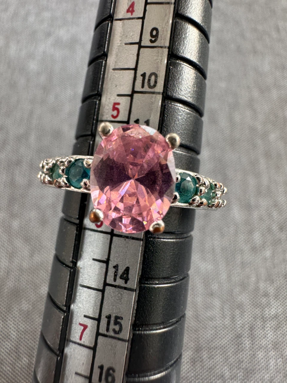 925 Sterling Silver with Pink and Teal Gemstone Ring - photo 2