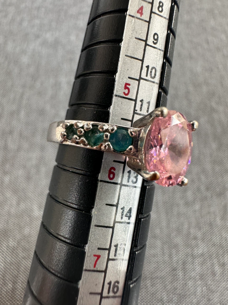 925 Sterling Silver with Pink and Teal Gemstone Ring - photo 3