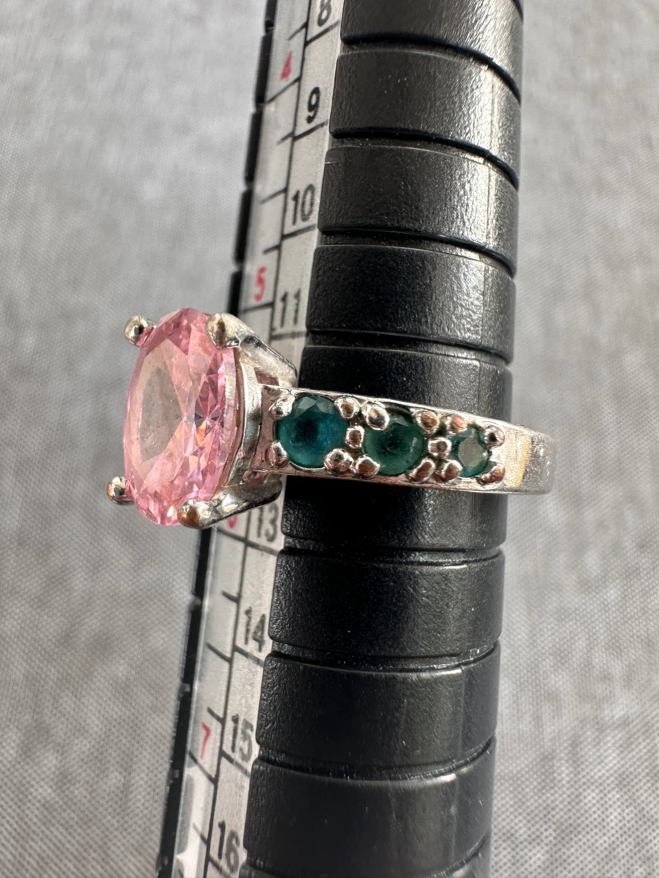 925 Sterling Silver with Pink and Teal Gemstone Ring - photo 4