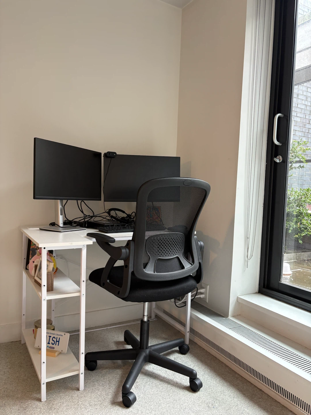 Desk + Black Ergonomic Office Chair with Mesh Back - photo 3
