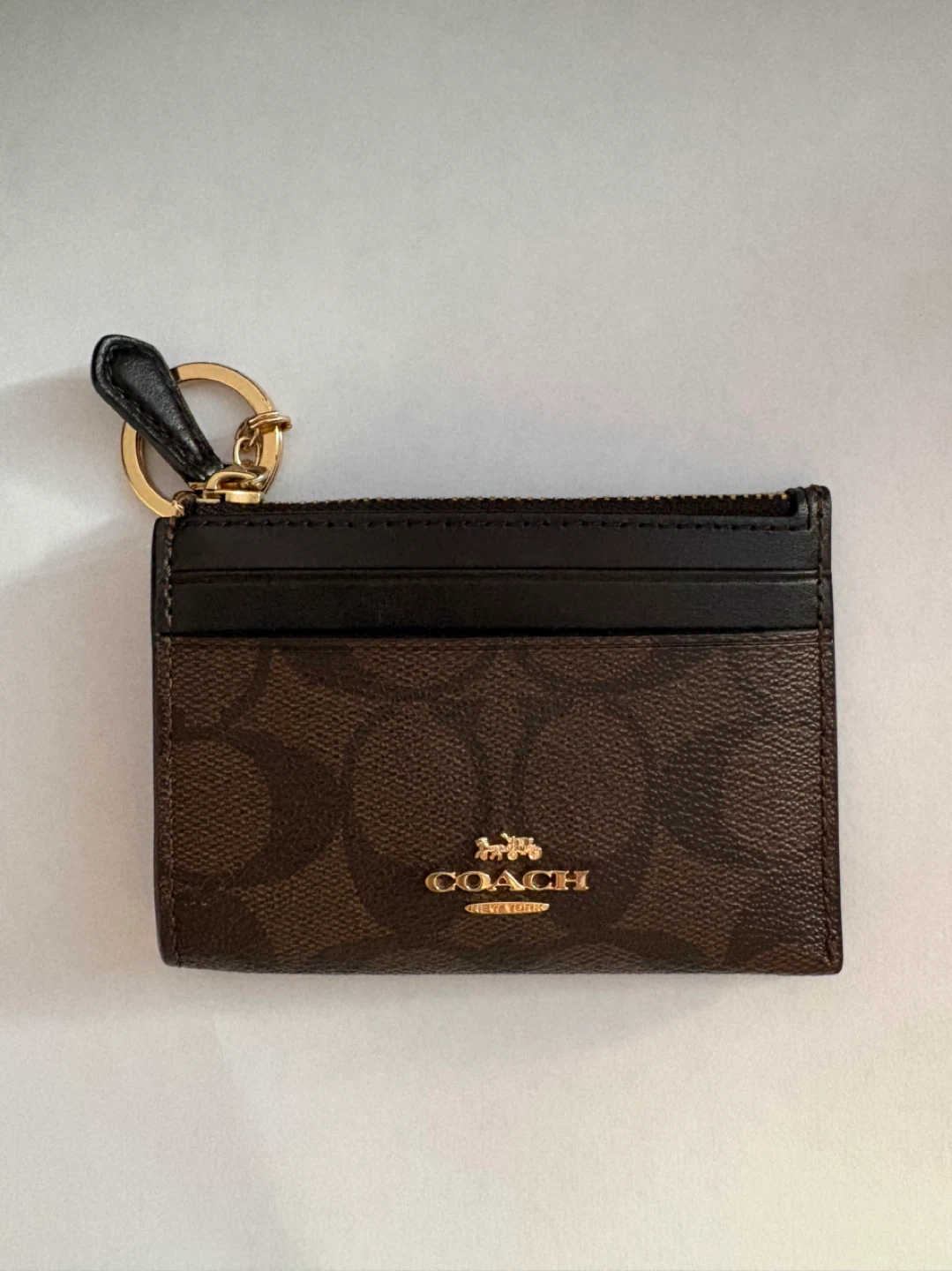 Coach Signature Card Holder with Keychain