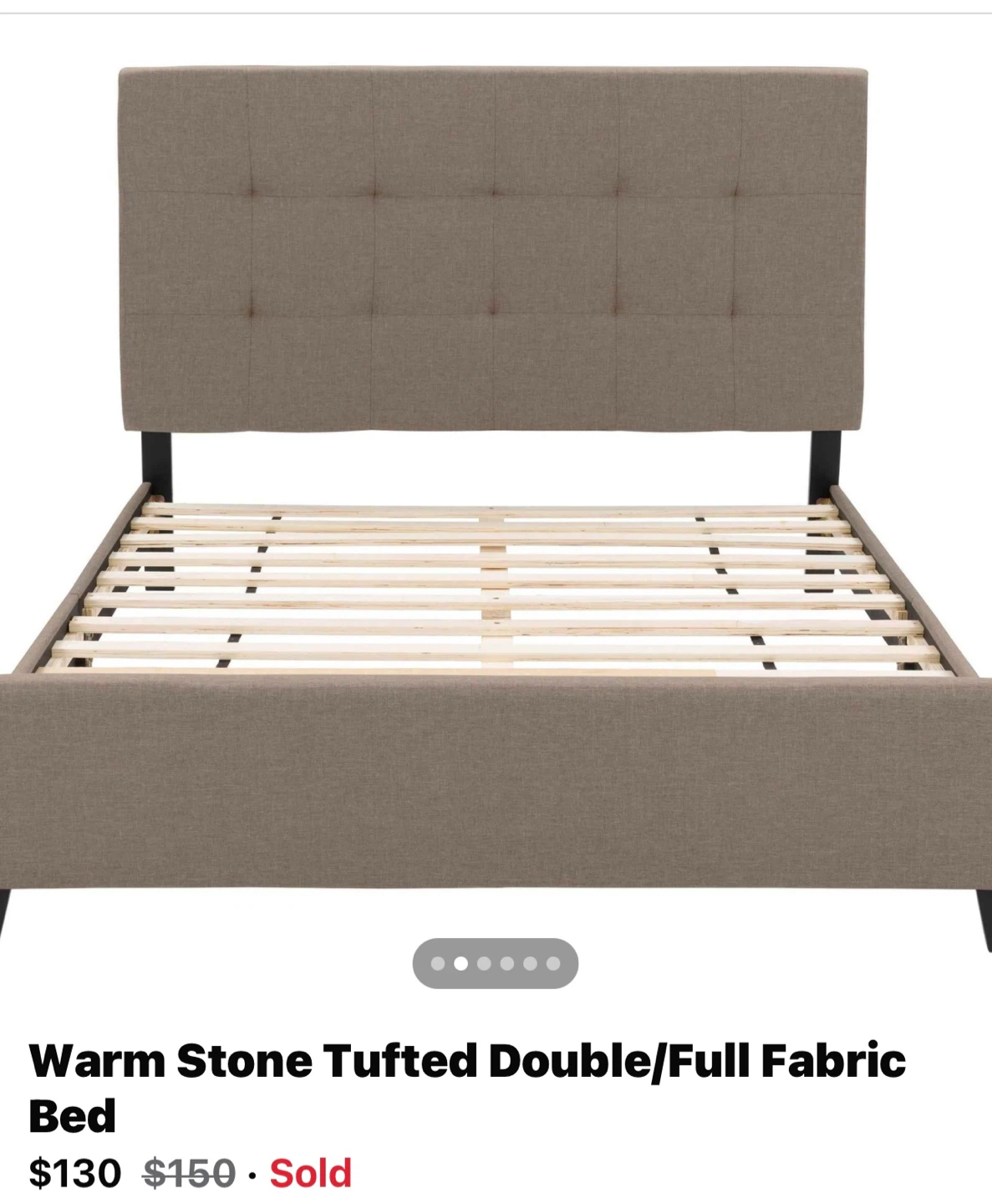 Warm Stone Tufted Double/Full Fabric Bed - photo 2