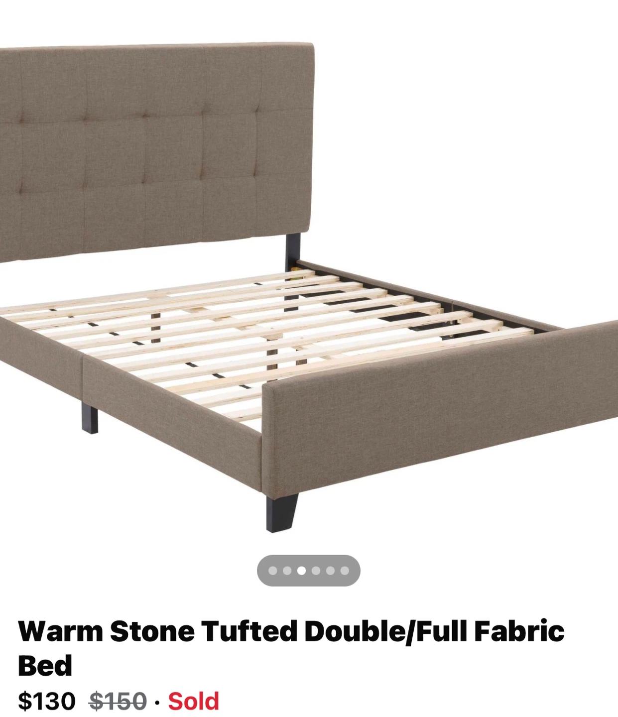 Warm Stone Tufted Double/Full Fabric Bed - photo 3