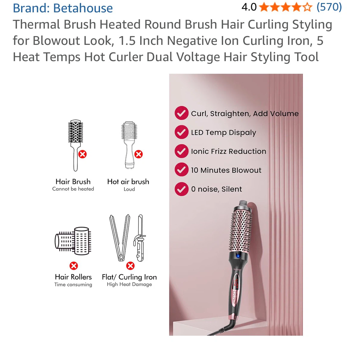 Betahouse Thermal Round Brush 1.5 Inch