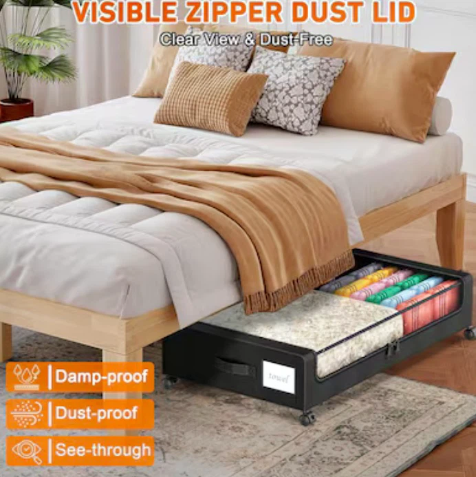 Etokfoks 2 Pack Under Bed Storage with Wheels