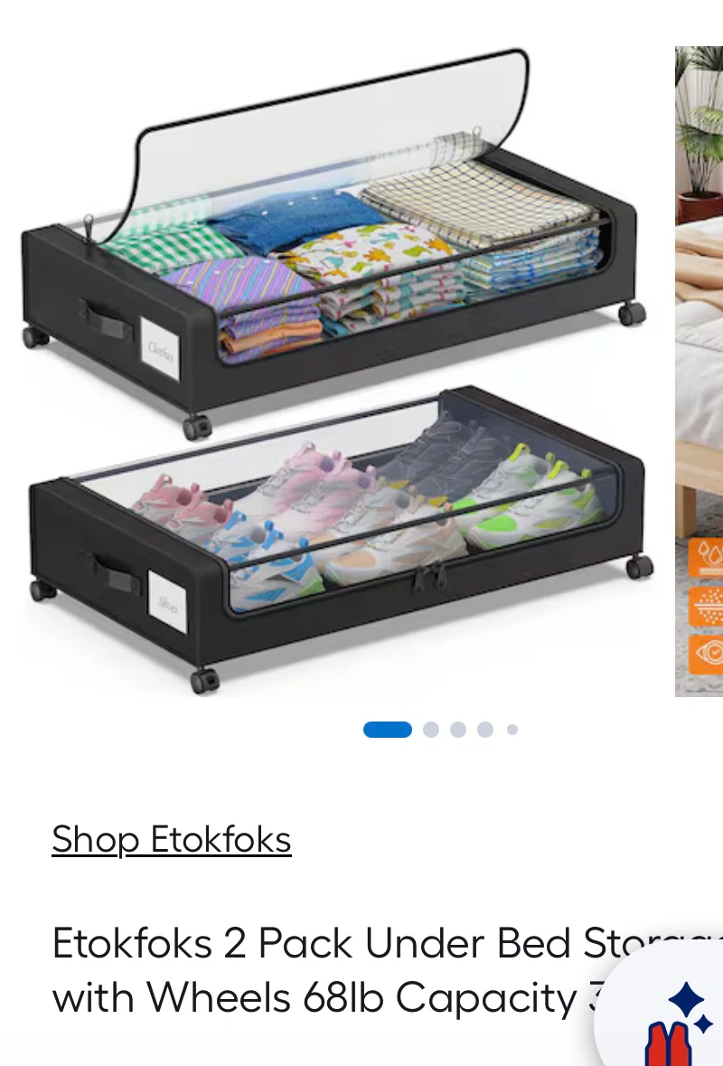 Etokfoks 2 Pack Under Bed Storage with Wheels - photo 3