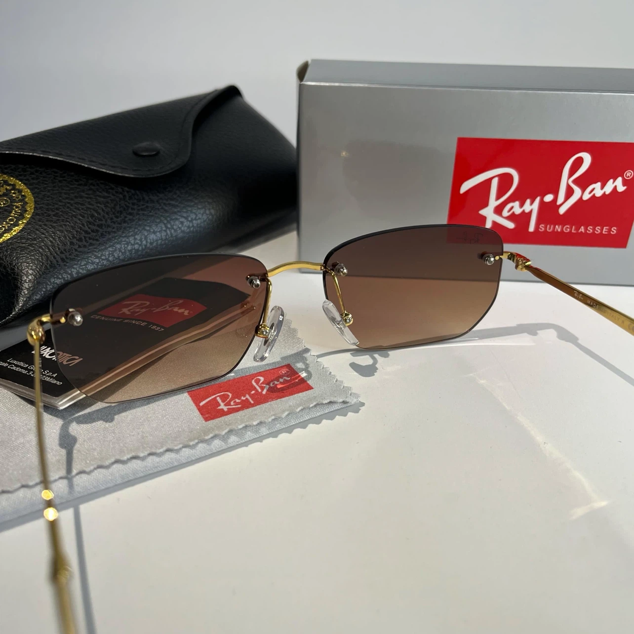 Ray-Ban Sunglasses Rimless Gradient Brown - photo 5
