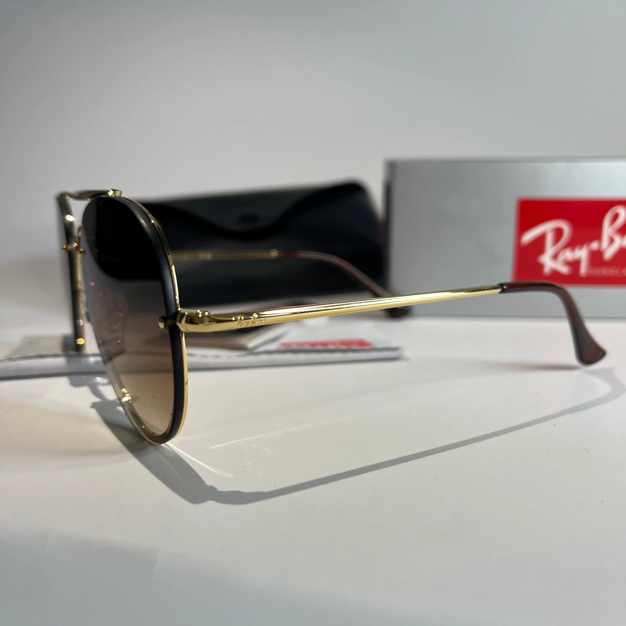 Ray-Ban Sunglasses Brown Gradient Lens Gold Frame - photo 5