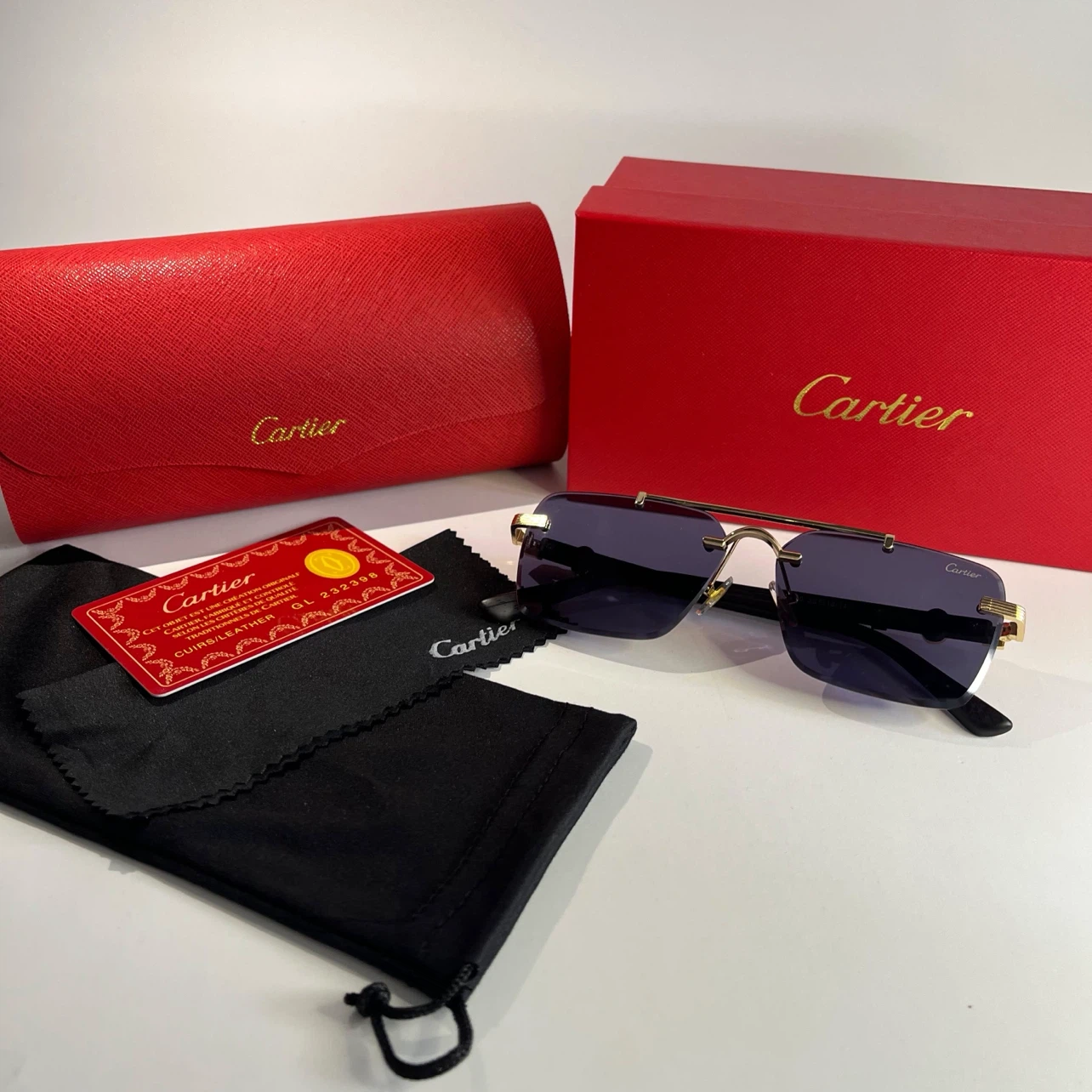 Cartier Rimless Sunglasses - Gold and Black