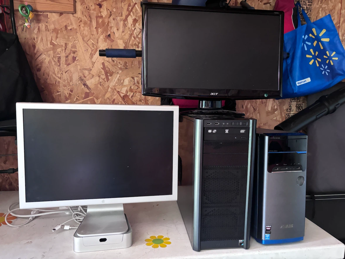 2 Monitors and 2 computer cases