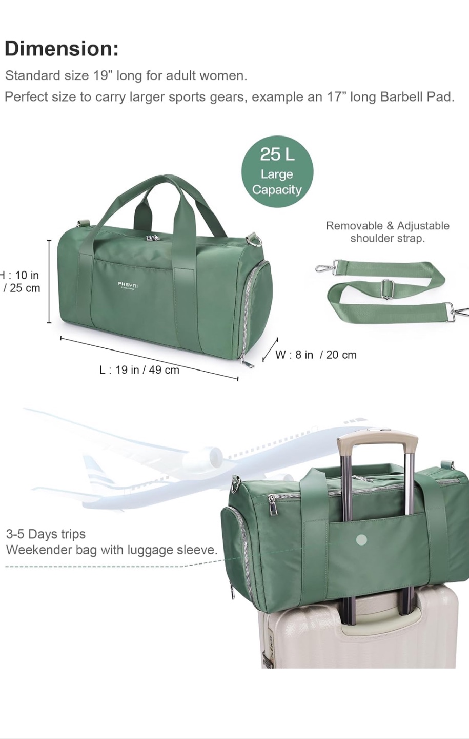 Green Duffle Bag - 19 inch Medium Size 2 for $30 - photo 3