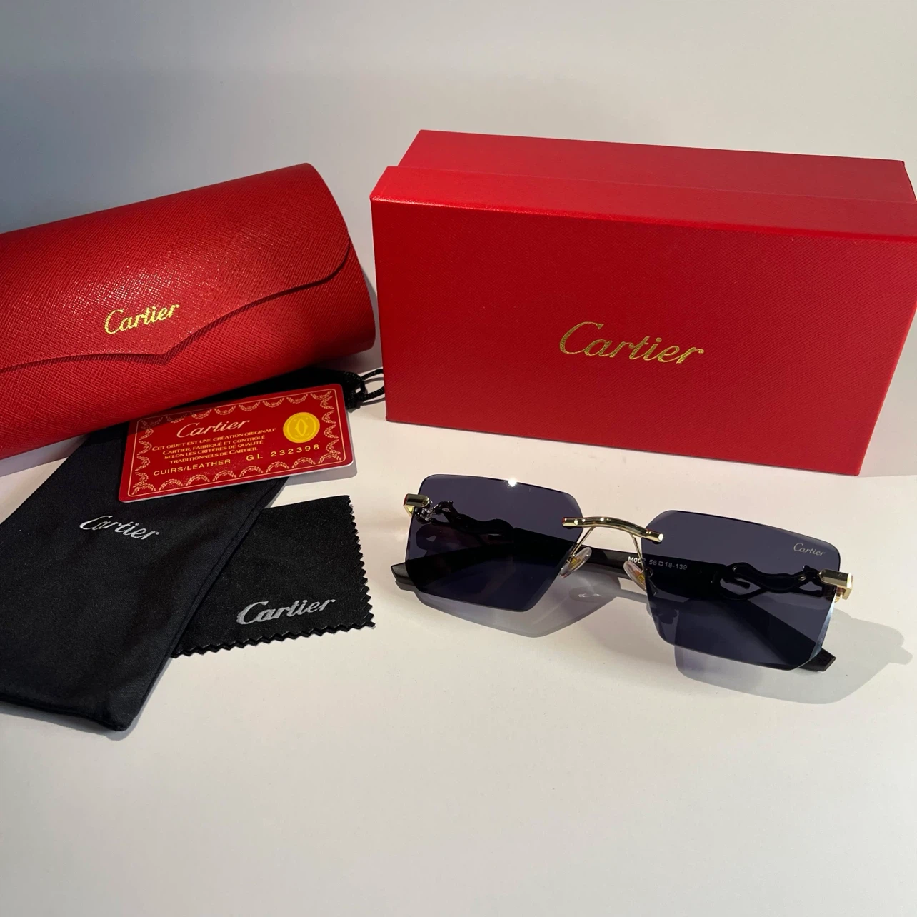 Cartier Rimless Sunglasses with Leopard Detail - photo 2