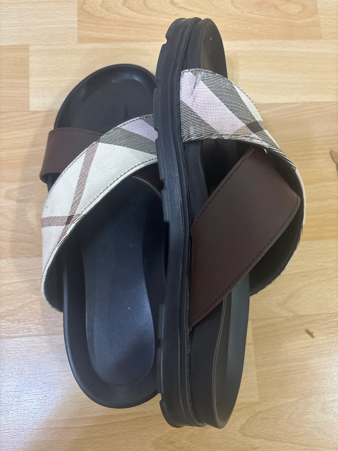 Burberry Brown Plaid Slides - Size 7 - photo 3