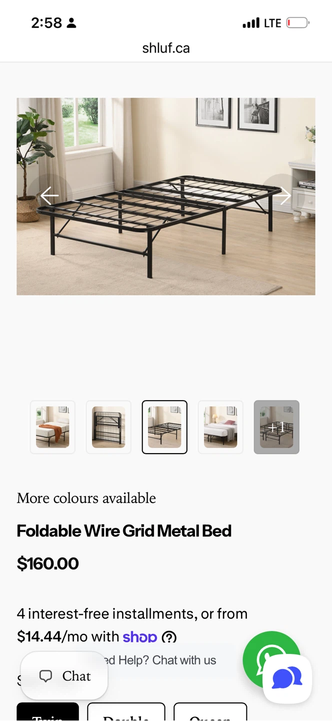Foldable Wire Grid Metal Bed Frame with two mattress - photo 2