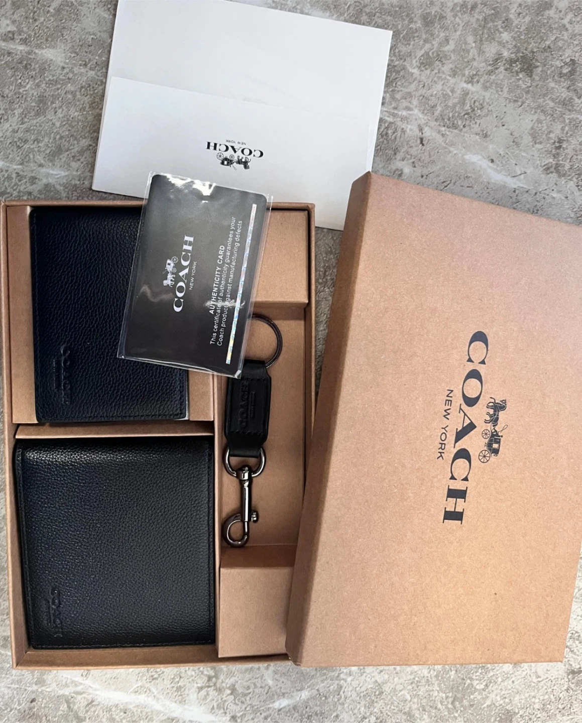 Coach Black Leather Bifold Wallet & Keychain Gift Set - photo 3