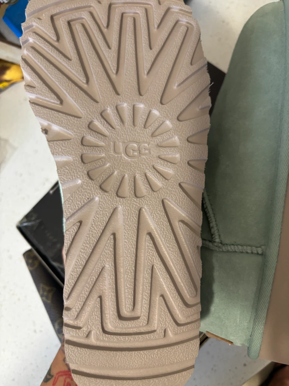 UGG Light Green Suede Slip-On Clogs - Size 7 - photo 2
