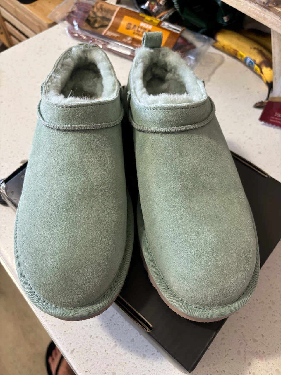 UGG Light Green Suede Slip-On Clogs - Size 7 - photo 4