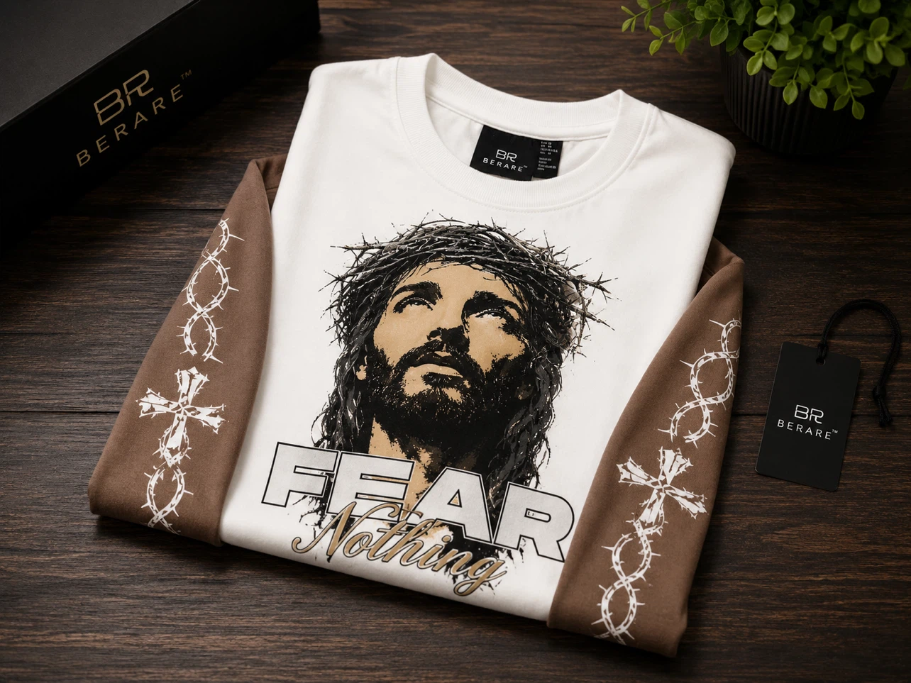 BERARE "Fear Nothing" Jesus Graphic Long Sleeve Shirt - photo 5