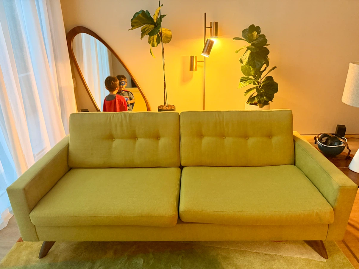 Mid-century modern chartreuse sofa - photo 2