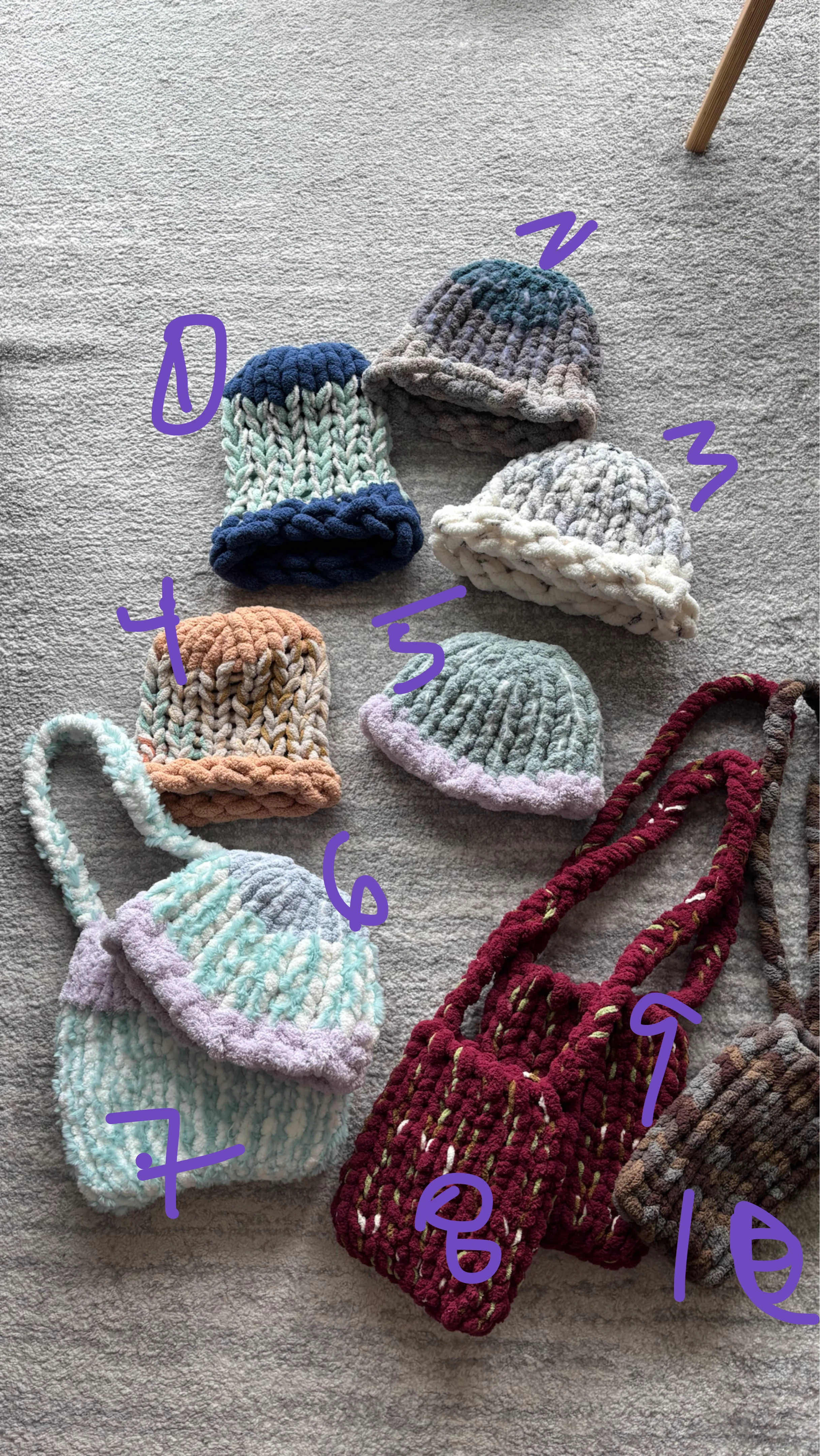 Handmade Chunky Knit Hats and Bags