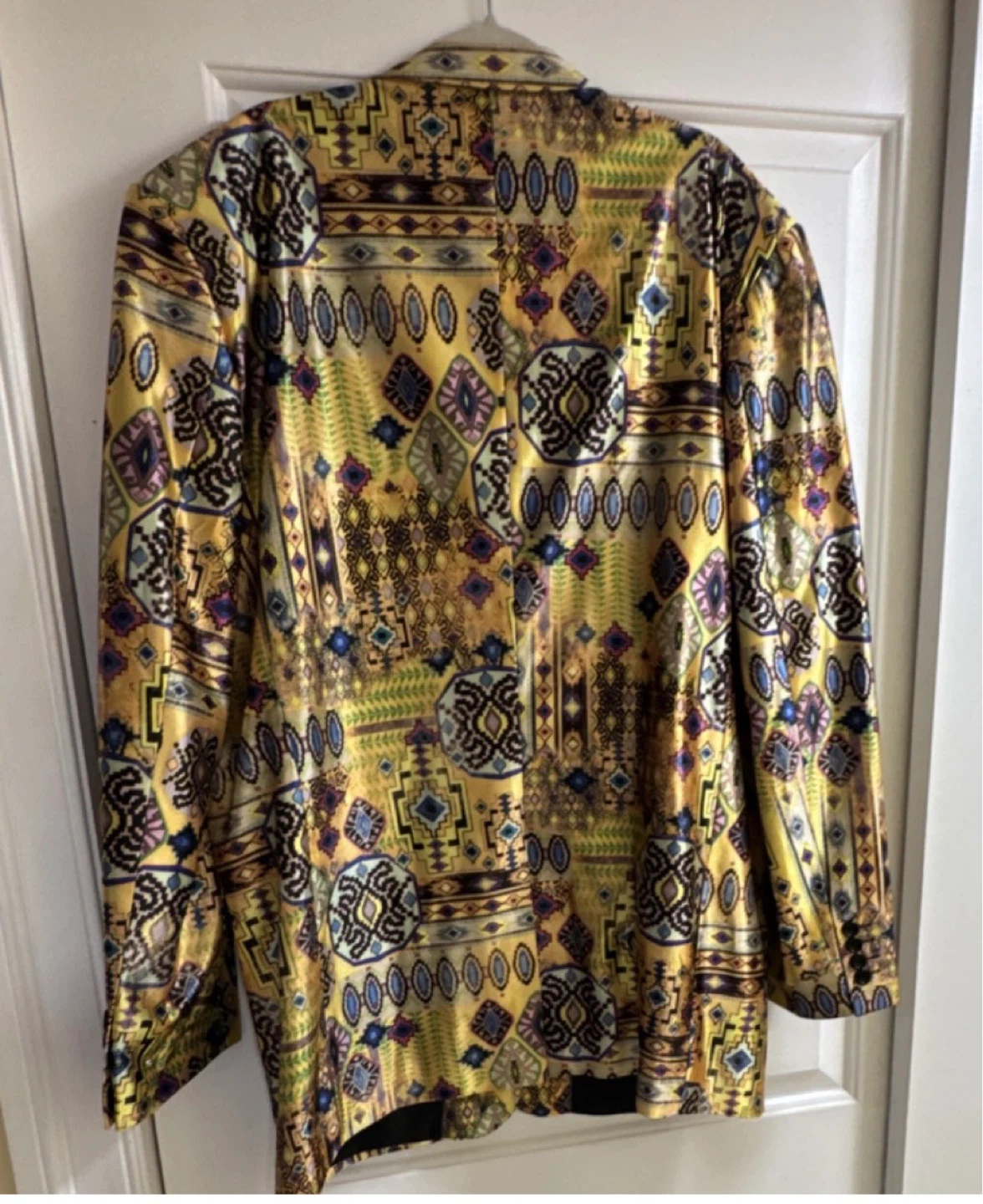 Gold Geometric Pattern Men's Blazer 1 Piece 46R - photo 4