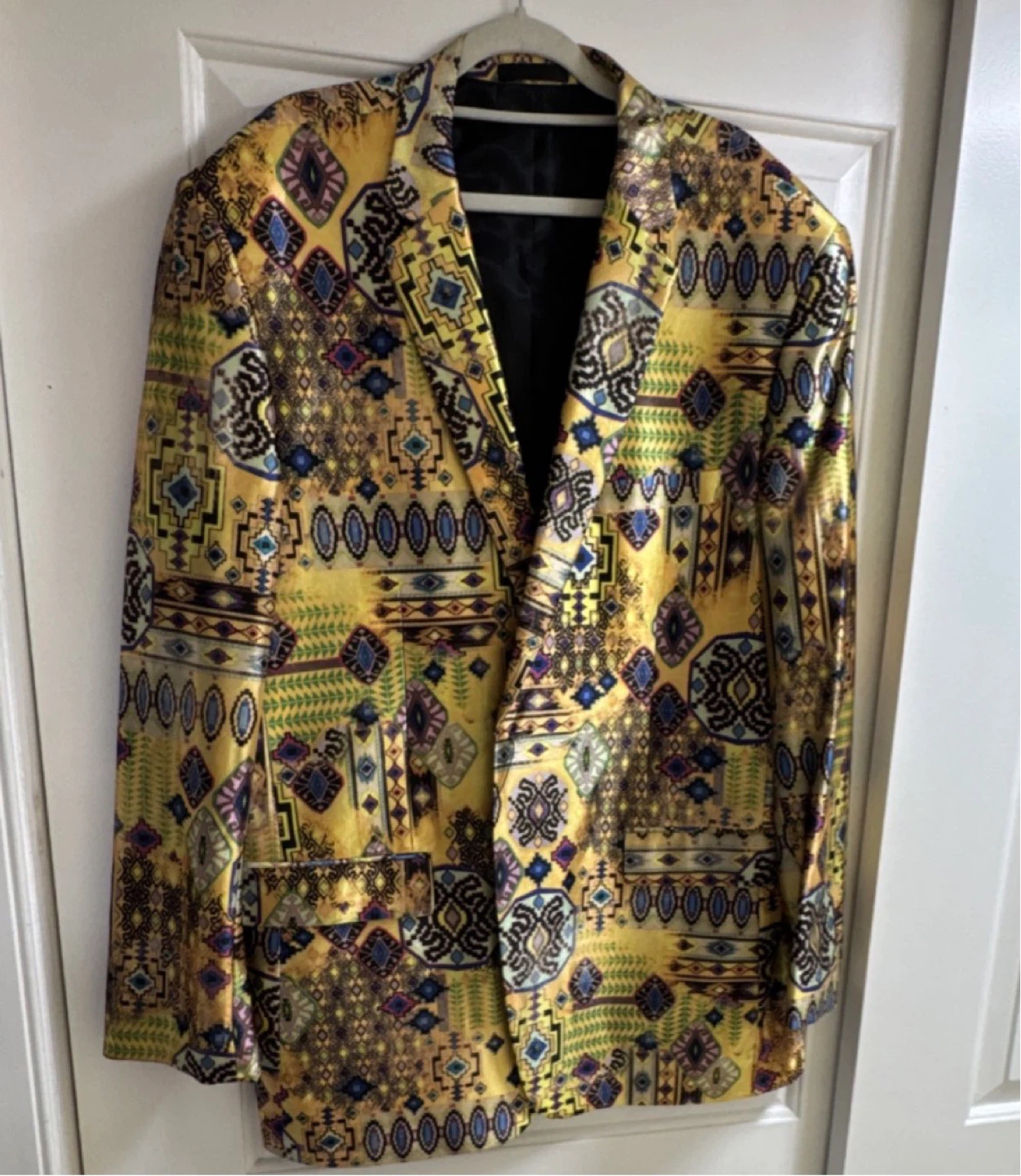 Gold Geometric Pattern Men's Blazer 1 Piece 46R