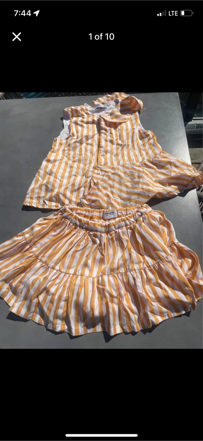 Motoreta Girls Striped Dress and Skirt Set