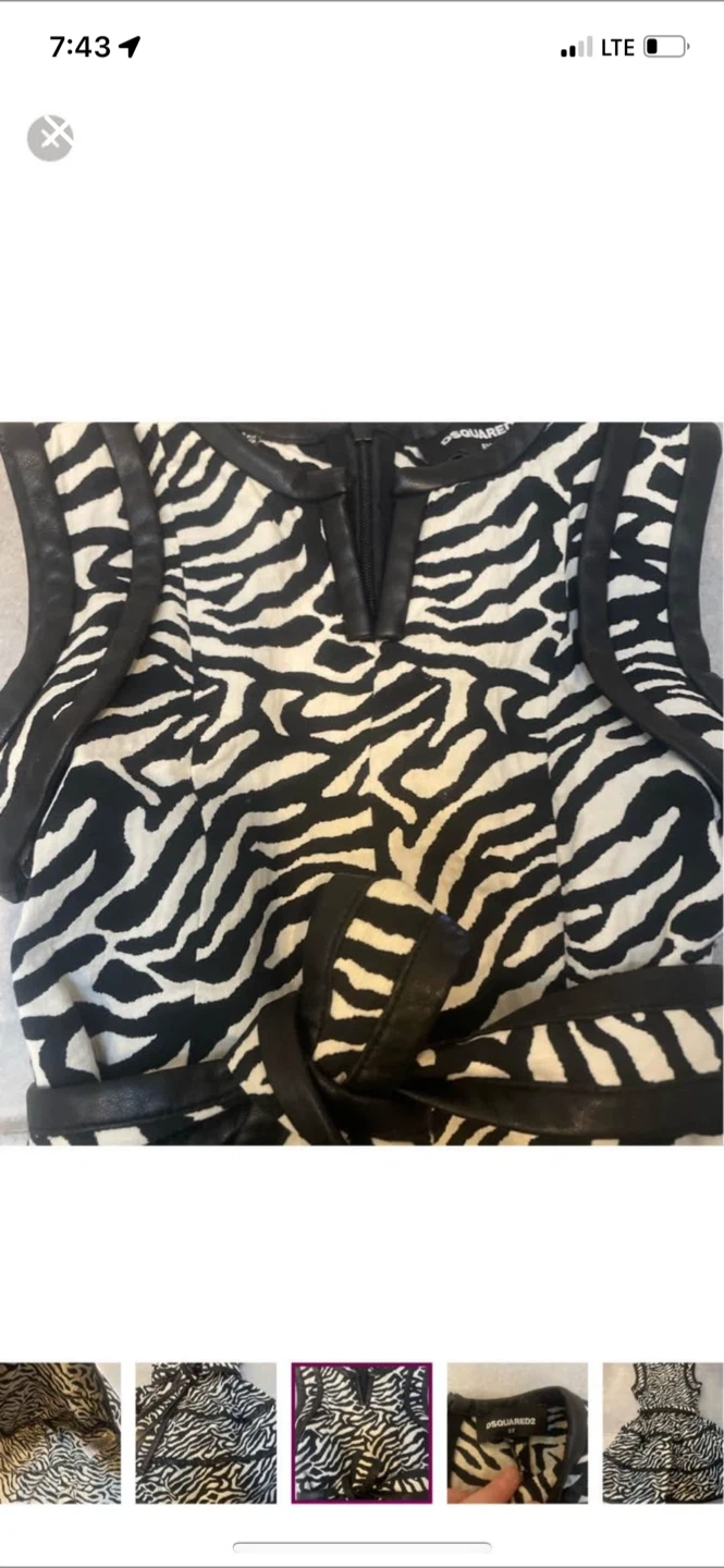DSquared2 Zebra Print Dress with Black Trim - photo 4