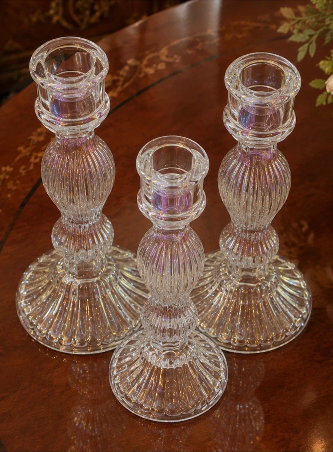 Set of 3 Glass Candlesticks - photo 2