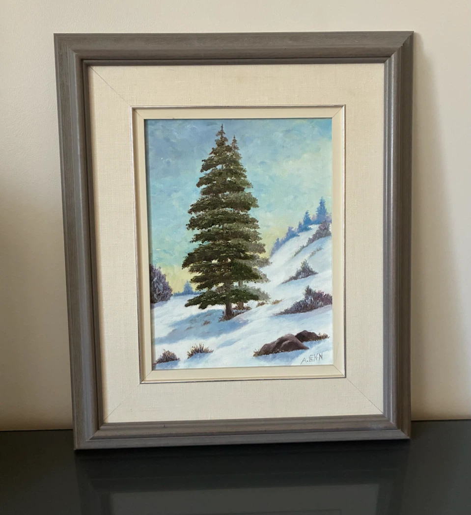 Framed Winter Landscape Painting