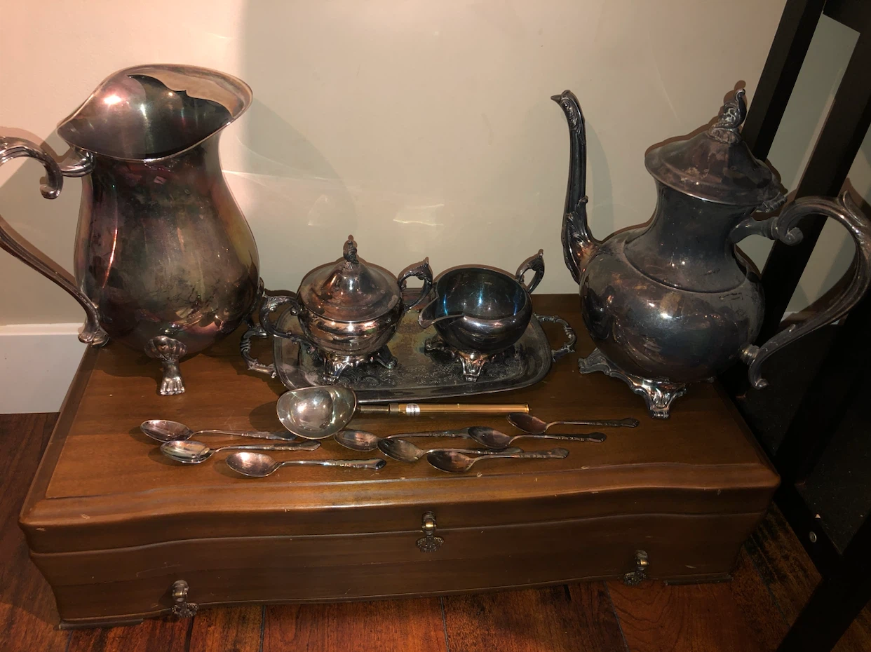 Vintage Silver Plated copper drink ware set!