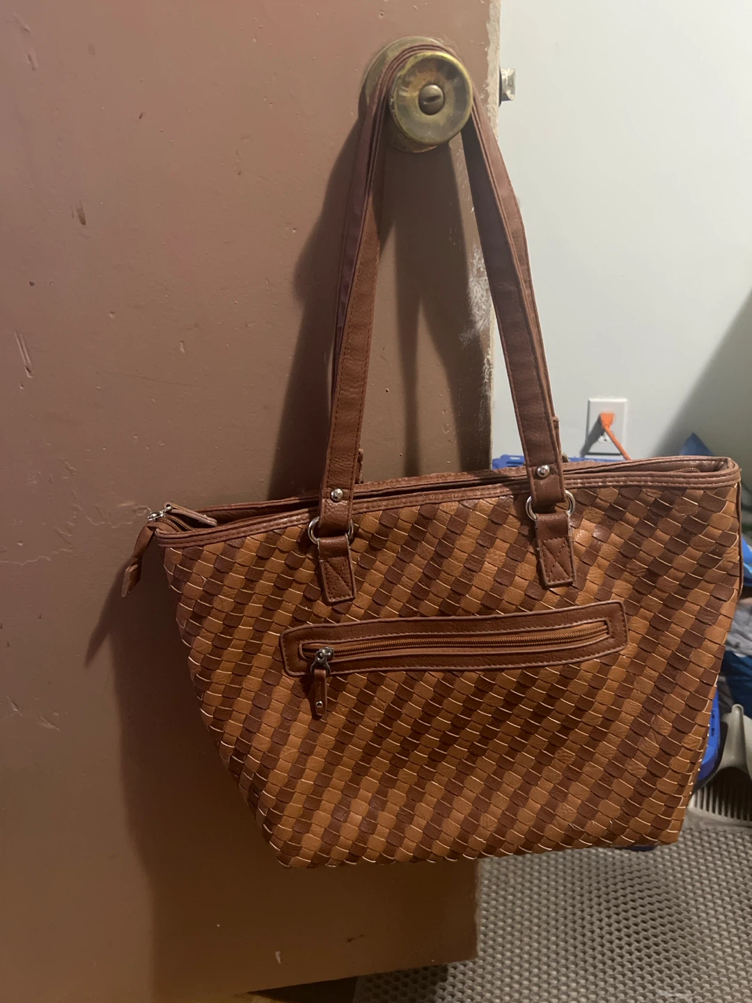 Brown Woven Tote Bag