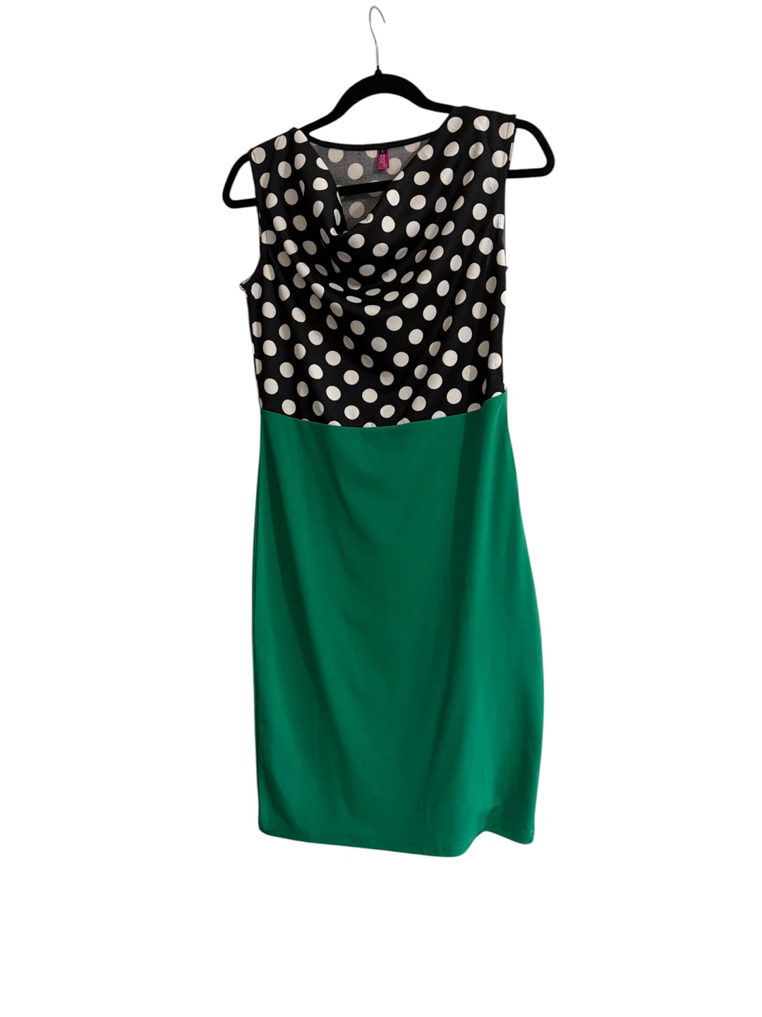 Black and White Polka Dot Dress with Green Skirt