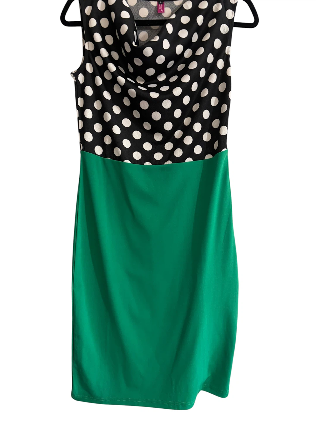 Black and White Polka Dot Dress with Green Skirt - photo 3