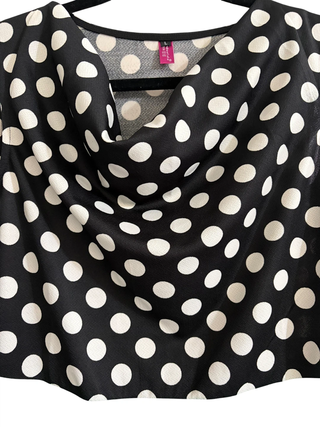 Black and White Polka Dot Dress with Green Skirt - photo 4