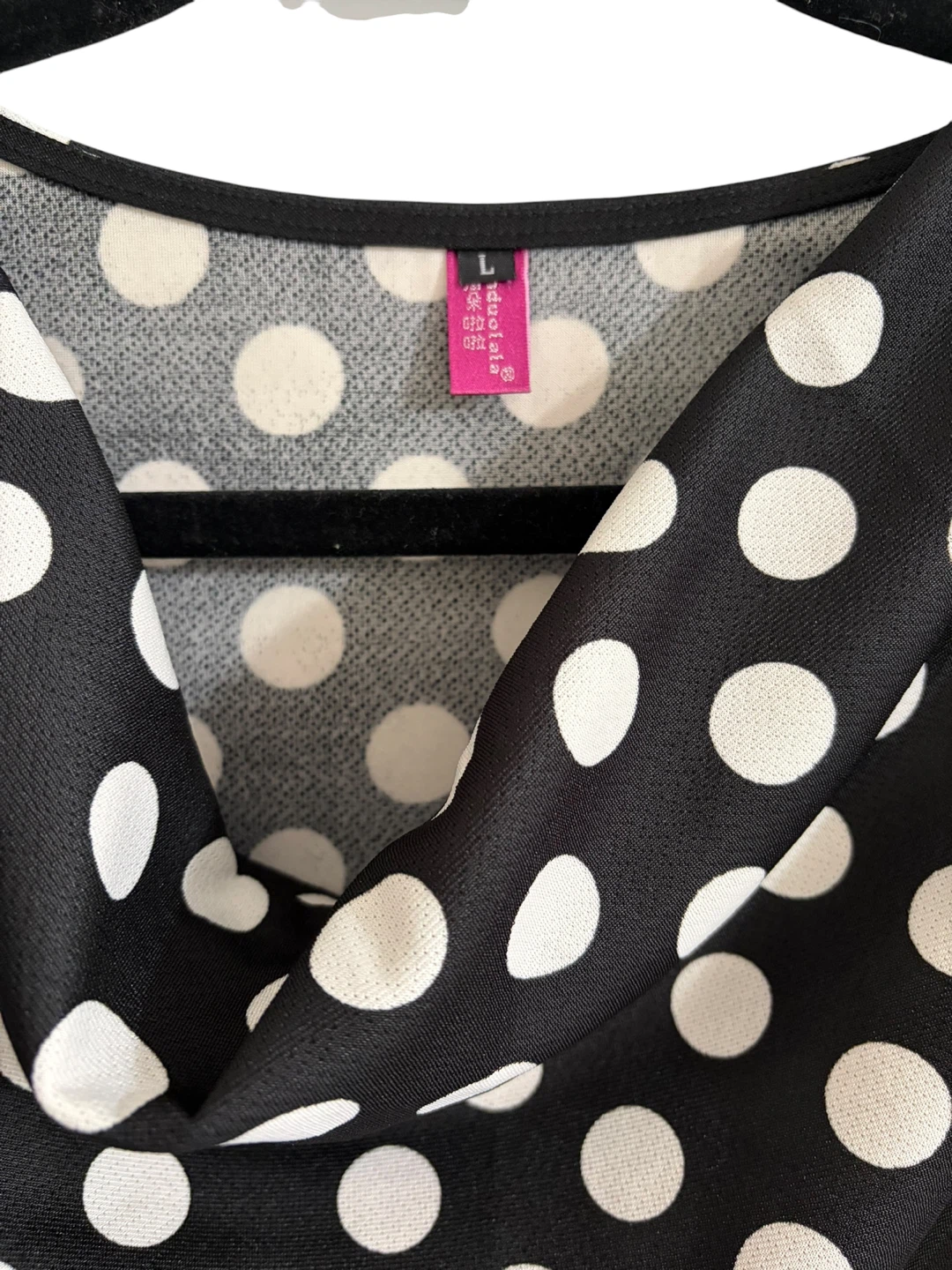 Black and White Polka Dot Dress with Green Skirt - photo 5