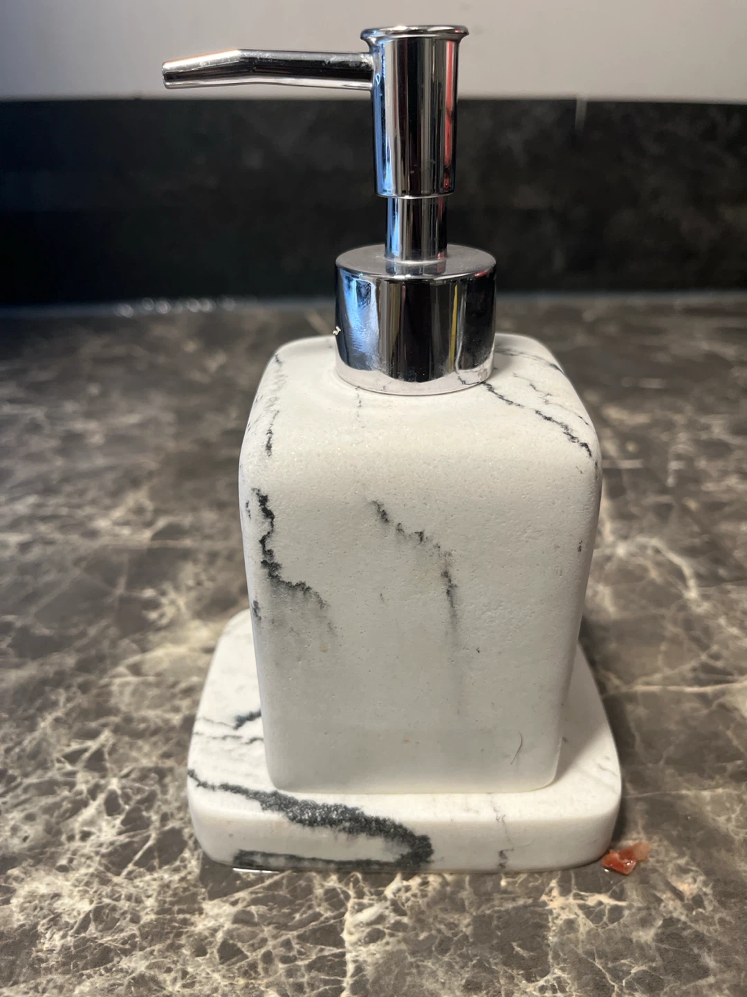 Marble Look Soap Dispenser with Tray