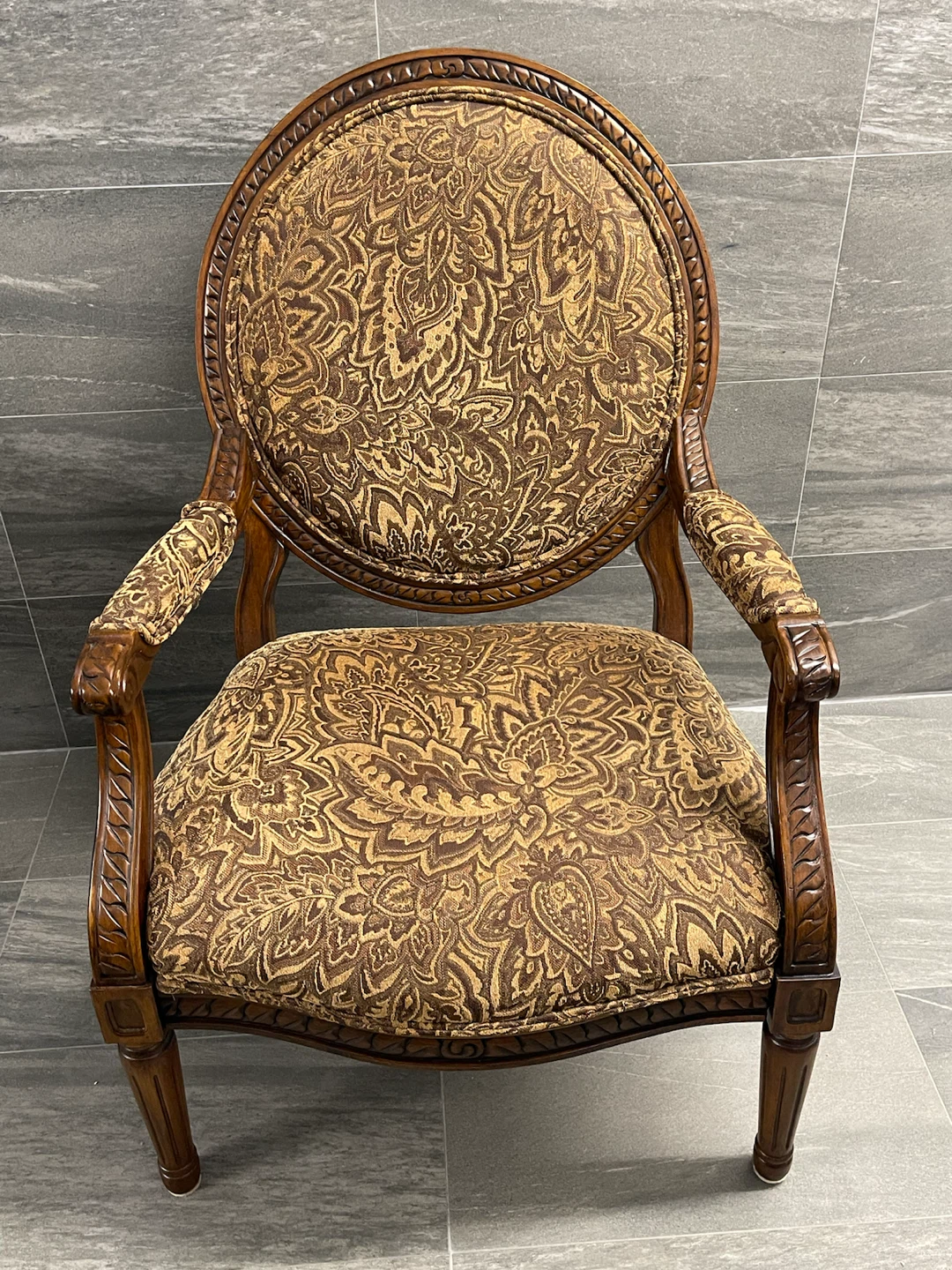 Louis XVI / French Provincial carved medallion armchair