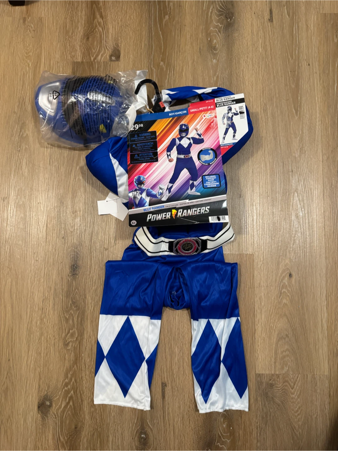 Halloween Costume Power Rangers Blue Ranger Size 4-6T