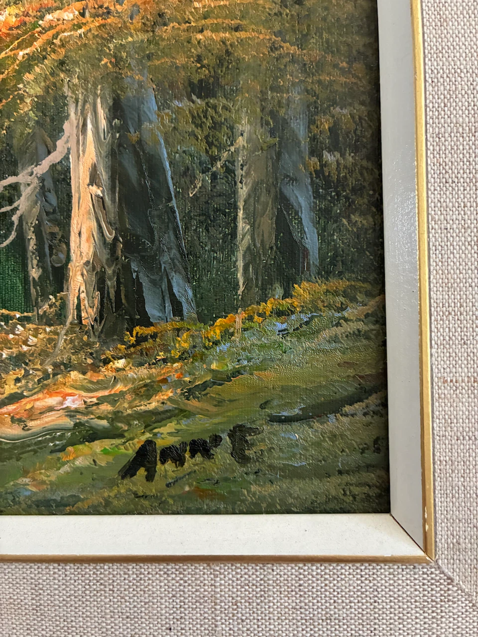 Framed Landscape Oil Painting with Water Wheel - photo 2