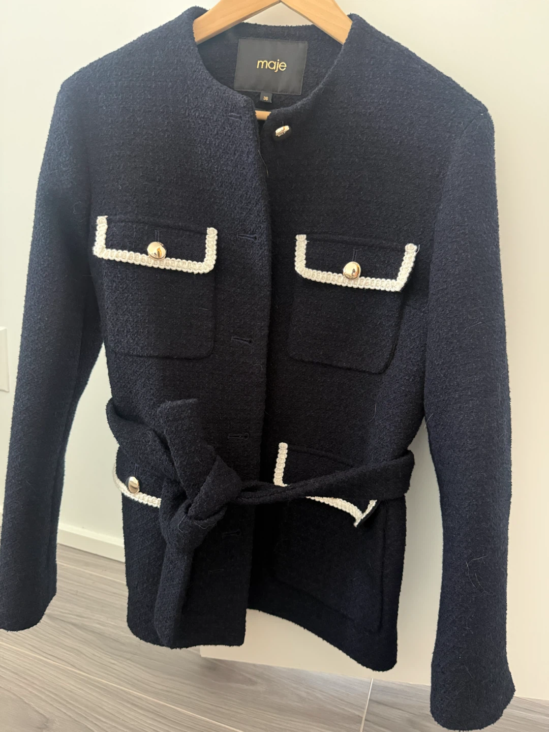 Maje Navy Tweed Jacket - Size 36 - photo 2