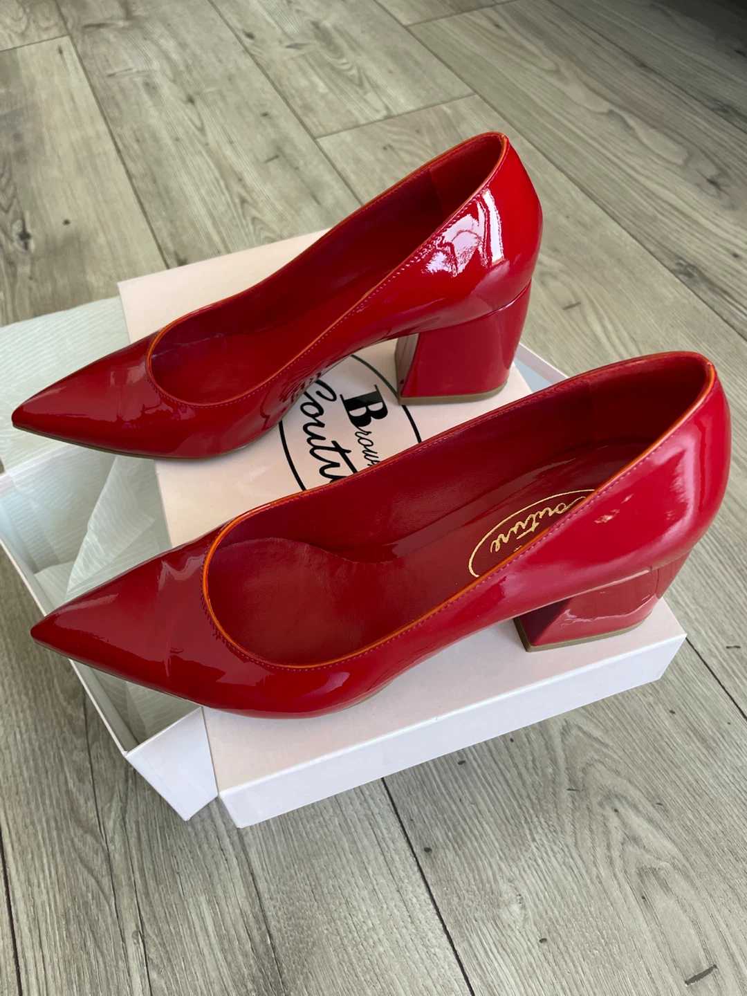 Browns Couture Red Patent Leather Pumps