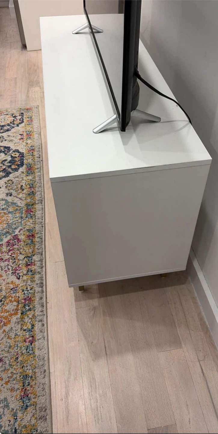 White TV Stand with Wood Accent Doors - photo 2