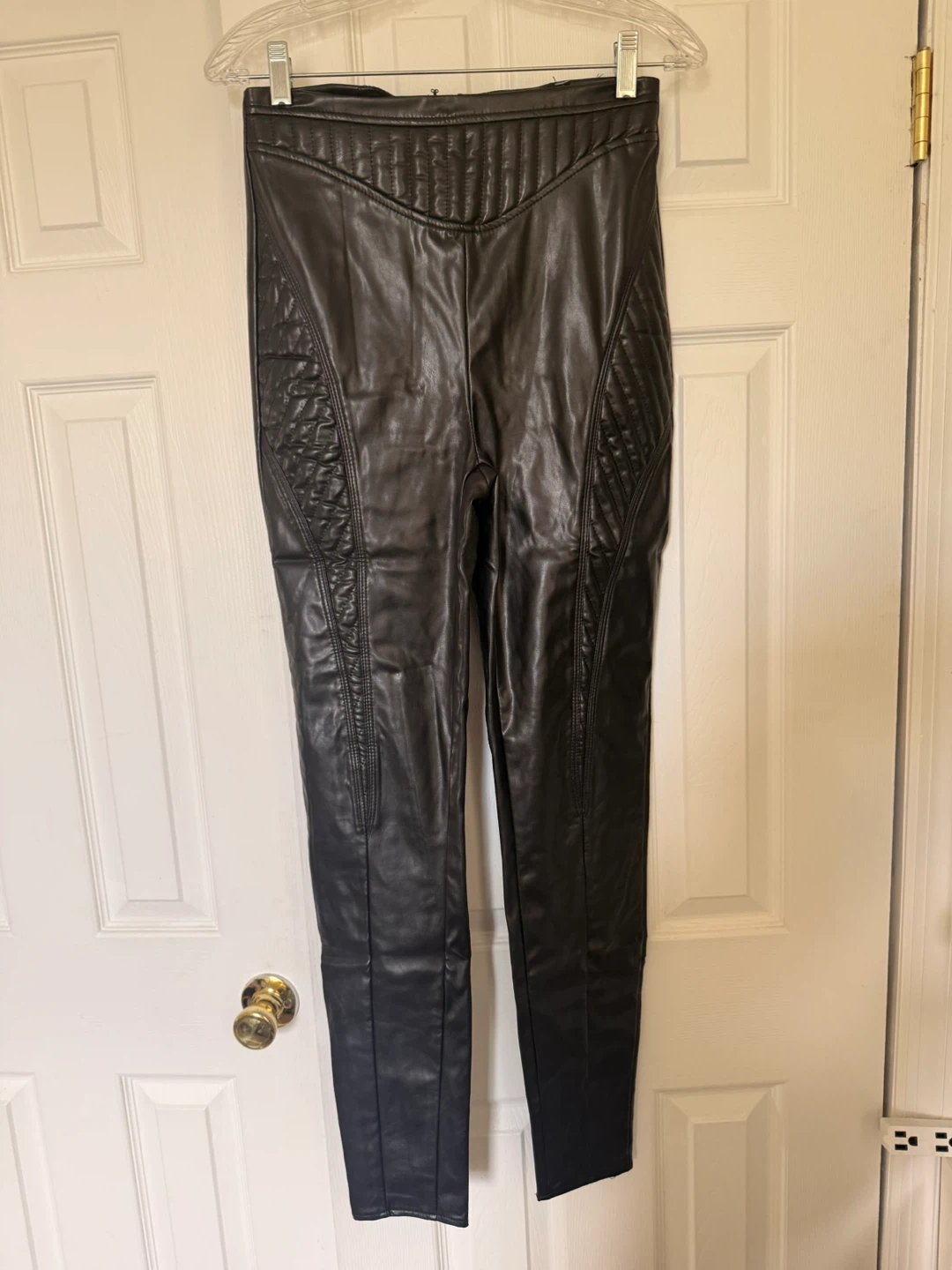 Missguided Tall Faux Leather Quilted Pants Black Size US 6