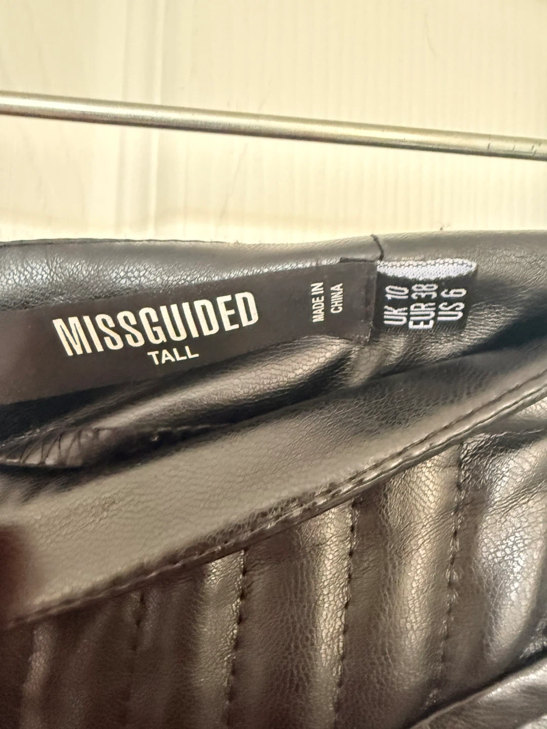 Missguided Tall Faux Leather Quilted Pants Black Size US 6 - photo 4