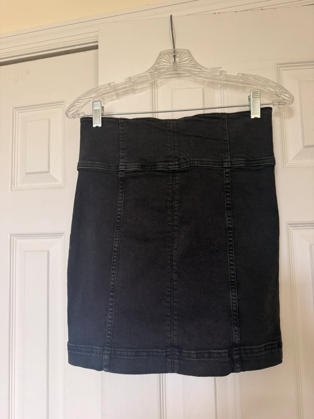 Free People Black Denim Lace-Up Mini Skirt Size 0 - photo 2
