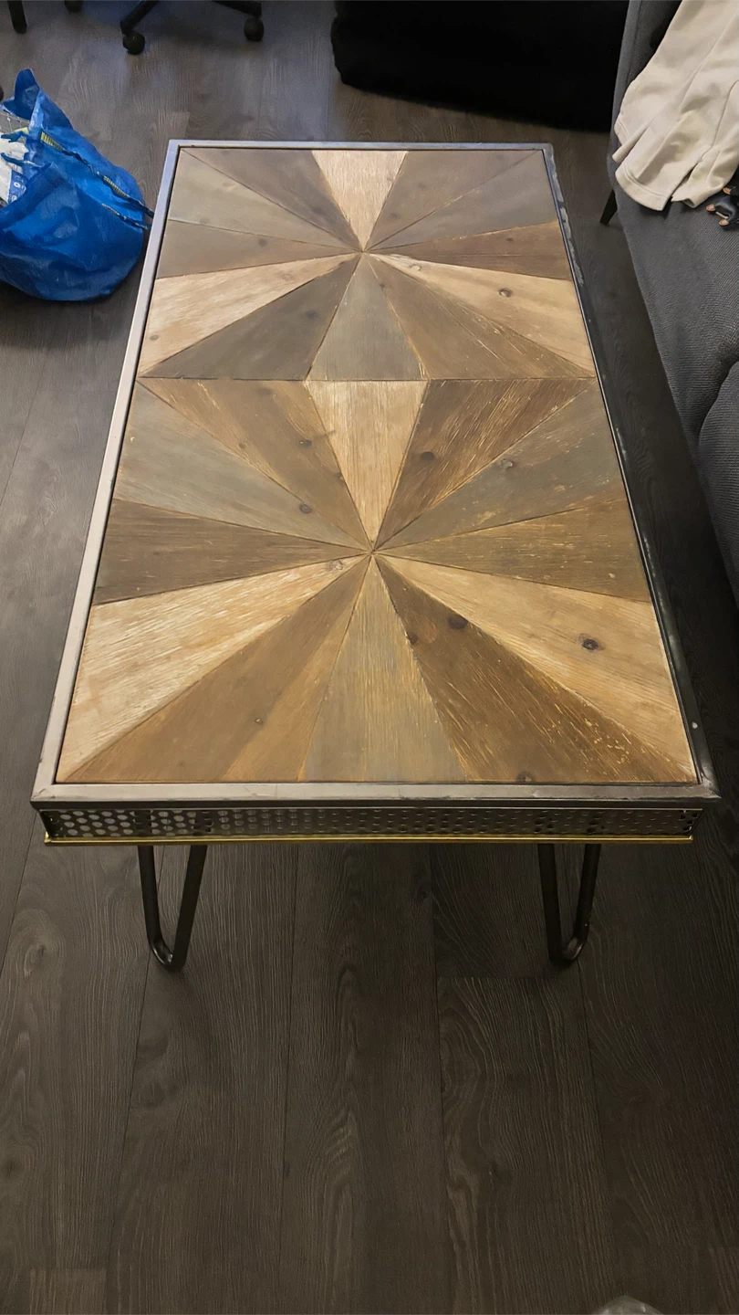 Rustic Wood Coffee Table with Metal Frame