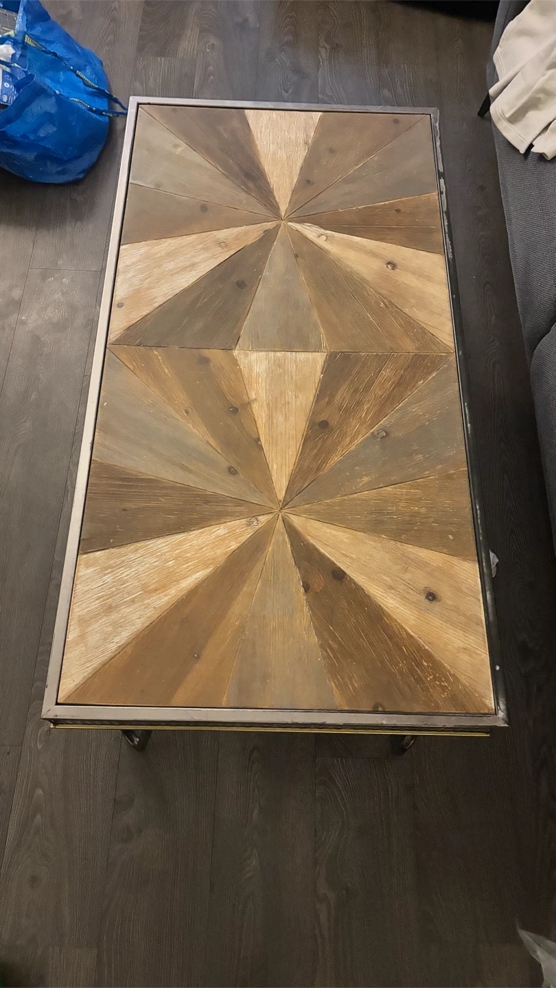 Rustic Wood Coffee Table with Metal Frame - photo 2