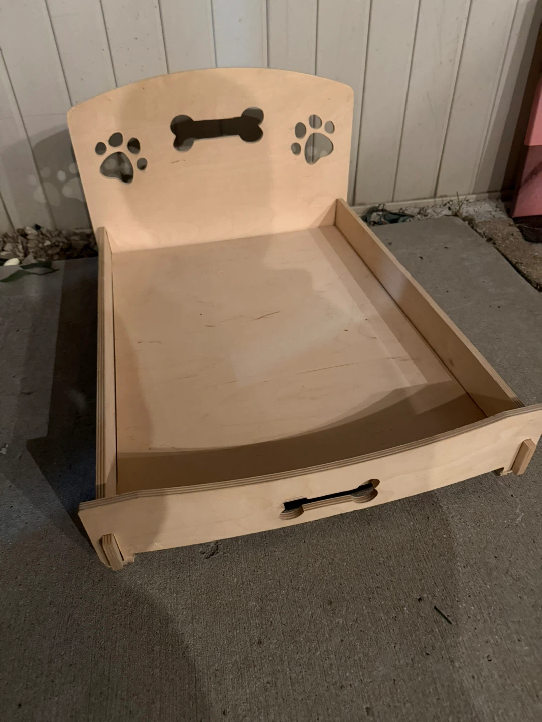 Wooden Pet Bed with Paw Print Cutouts - photo 3